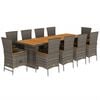 vidaXL 11-delige Tuinset met kussens poly rattan grijs