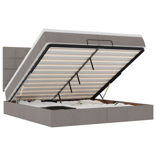 vidaXL Ottoman bed met matrassen 200x200cm stof taupe