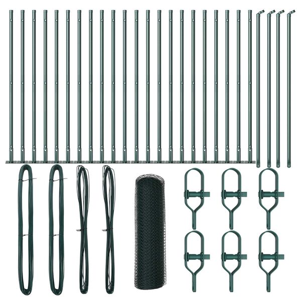 vidaXL Afrasteringspaal Groen 50 x 0,4 m (13 mm gaas) Staal en PVC