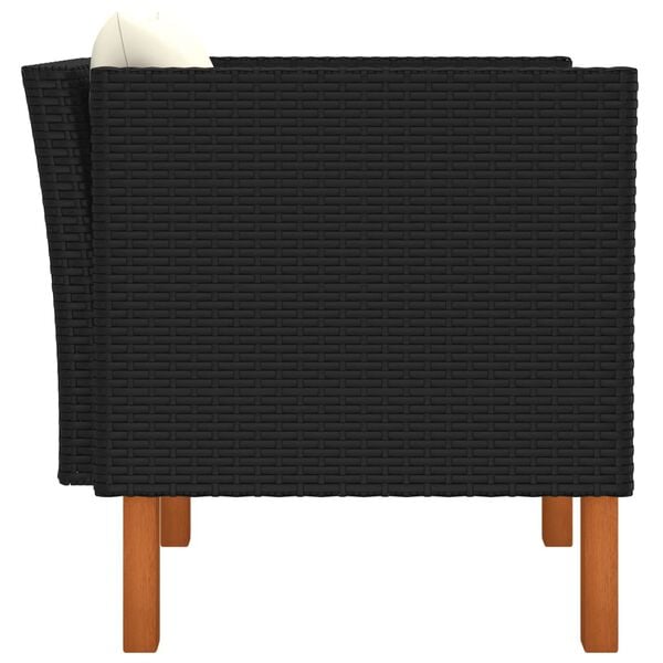 vidaXL Tuinbank poly rattan en massief eucalyptushout