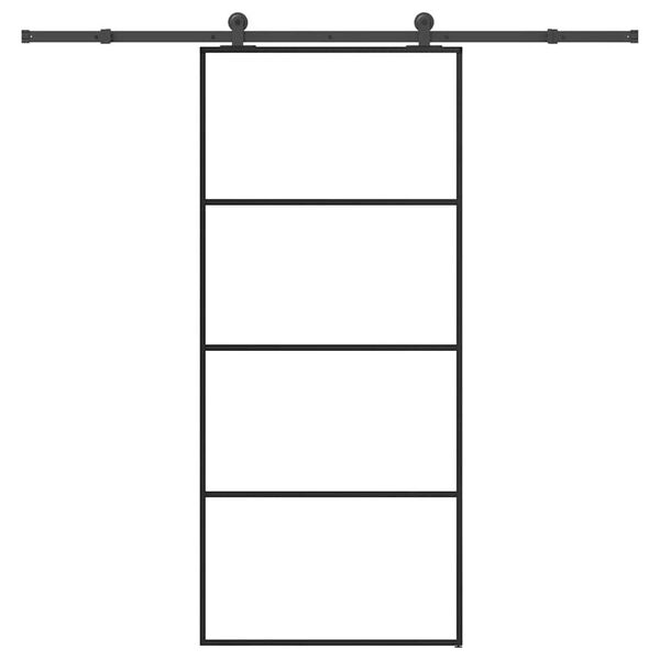 vidaXL Schuifdeur met beslag 90x205 cm ESG-glas en aluminium
