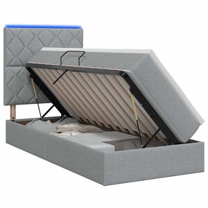 vidaXL LED Opslagbed met Matras Lichtgrijs 90 x 190 cm Stof