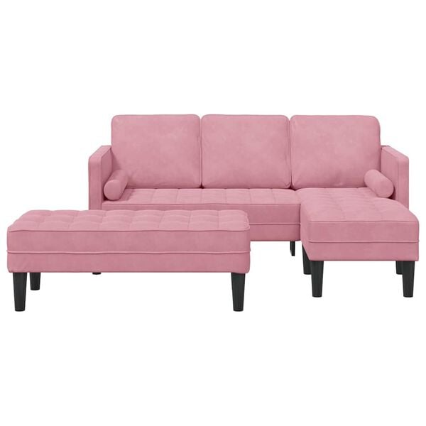 vidaXL Bankstel met kussen 2 pcs Roze Polyester