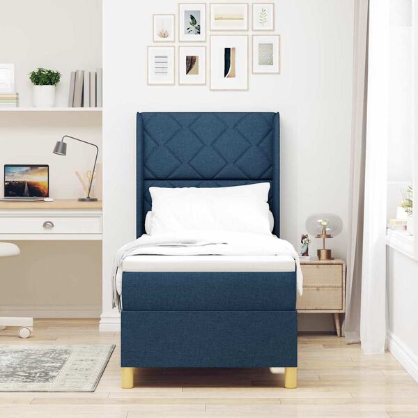 vidaXL Boxspringbed met matras met hoofdeinde Blauw 80 x 200 cm Stof