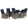 vidaXL Tafel en stoelen set met kussen 7 pcs Grijs PE Rattan