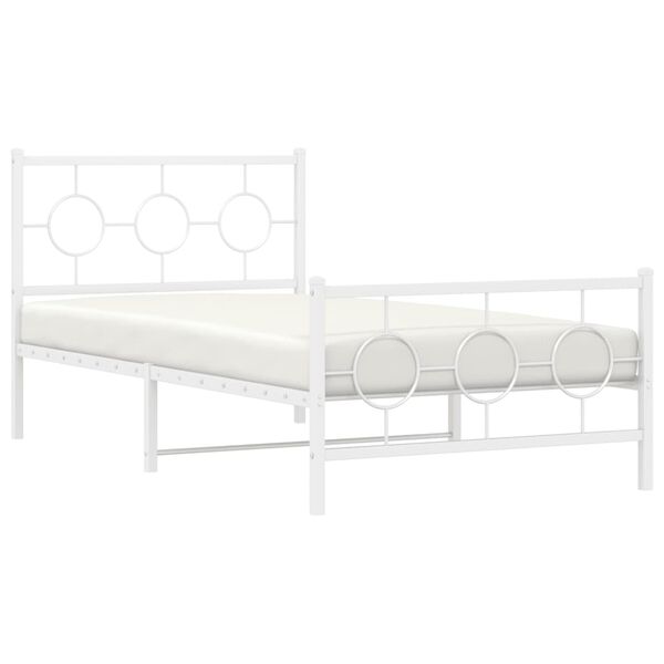 vidaXL Bedframe met hoofd- en voeteneinde metaal wit 100x200 cm
