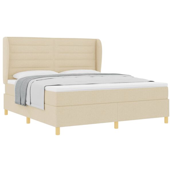vidaXL Boxspringbed met Matras Donkergrijs 90x190 cm Cr&egrave;me Stof