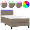 vidaXL Boxspring met matras en LED stof taupe 80x200 cm