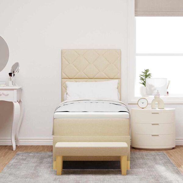 vidaXL Boxspring bed met matras met hoofdeinde Cr&egrave;me 80 x 200 cm Stof