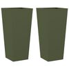 vidaXL Plantenbakken 2 st 35x35x75 cm staal olijfgroen