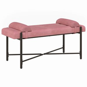 vidaXL Knop-gestept Bankje met Kussens Roze 110 x 40 x 46 cm fluweel