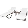 vidaXL Ligbedden 2 st met tafel poly rattan bruin