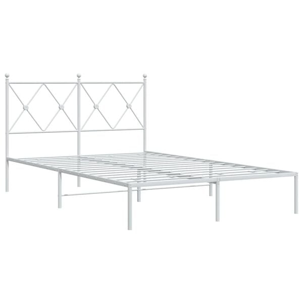 vidaXL Bedframe met hoofdbord metaal wit 120x200 cm