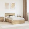 vidaXL Bedframe met hoofdeinde Sonoma Eiken 120 x 123 cm Bewerkt hout