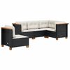 vidaXL 5-delige Loungeset met kussens poly rattan zwart