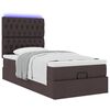 vidaXL Bed poef met matras en LED's 90x200 cm stof donkerbruin