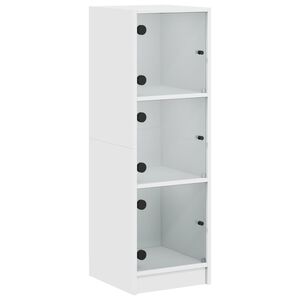 vidaXL Hoge kast met glazen deuren 35x37x109 cm wit