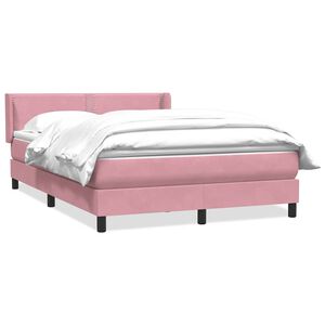 vidaXL Boxspring met matras fluweel roze 160x210 cm