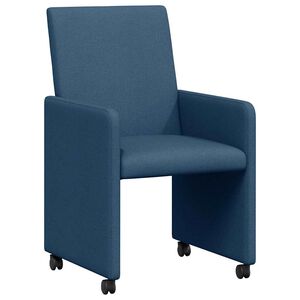 vidaXL Eetkamerstoelen met Wieltjes 2 st Stof Blauw 57 x 66 x 94 cm
