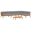 vidaXL 5-delige Loungeset pallet met kussens massief acaciahout