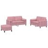 vidaXL 3-delige Loungeset met kussens fluweel roze