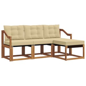 vidaXL Buiten bankenset met kussen 4 pcs Natuurlijk en Beige