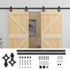 vidaXL Schuifdeur 2 st 80 x 210 cm Massief grenenhout Naturel en Zwart