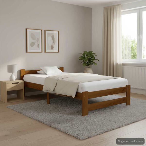 vidaXL Bedframe massief grenenhout honingbruin 100x200 cm