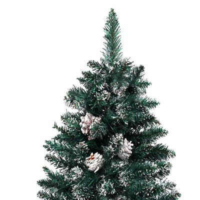 vidaXL Kerstboom met echt hout en sneeuw smal 180 cm groen