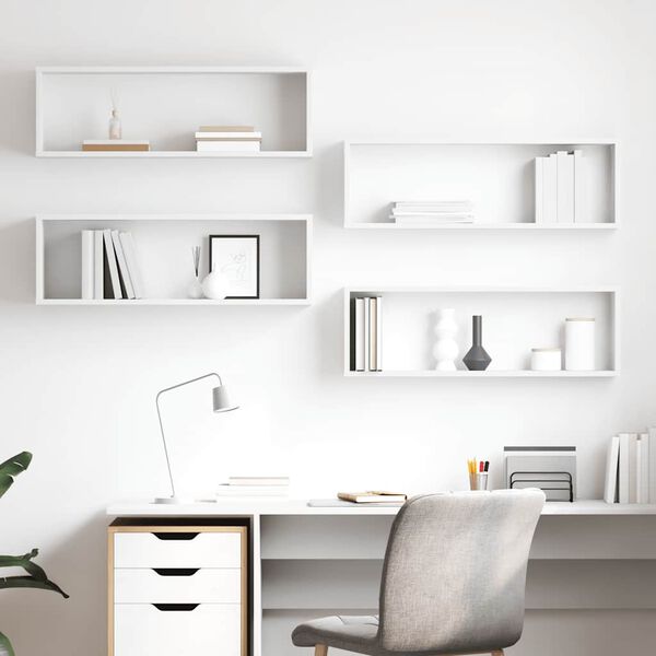 vidaXL Wandschappen kubus 4 st 80x15x26,5 cm bewerkt hout wit