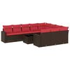 vidaXL 11-delige Loungeset met kussens poly rattan bruin