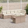 vidaXL Tuin Sofa Set met kussen 9 pcs Beige Poly riet