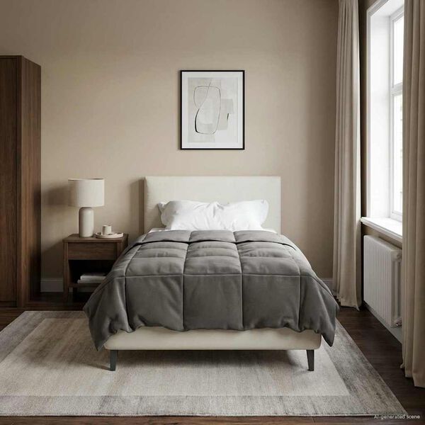 vidaXL Zomer Dekbed Gekwilt Lichtgrijs 155 x 220 cm Microfiber