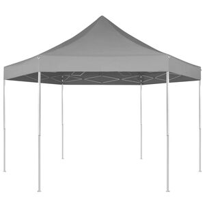 vidaXL Partytent pop-up zeshoekig inklapbaar 3,6x3,1 m grijs