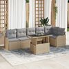 vidaXL Tuin Sofa Set met kussen met kussen 7 pcs Beige Poly Rattan