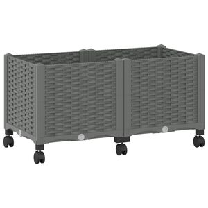 vidaXL Tuinschaal met wielen Lichtgrijs 80 x 40 x 48 cm PP