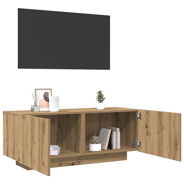 vidaXL Tv-meubel 100x35x40 cm bewerkt hout artisanaal eikenkleurig