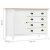 vidaXL Dressoir Hill 120x40x80 cm massief grenenhout wit