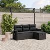vidaXL 4-delige Loungeset met kussens poly rattan zwart