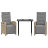 vidaXL 3-delige Bistroset met kussens poly rattan lichtgrijs