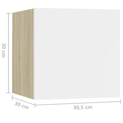 vidaXL Nachtkastje 30,5x30x30 cm spaanplaat wit en sonoma eikenkleurig