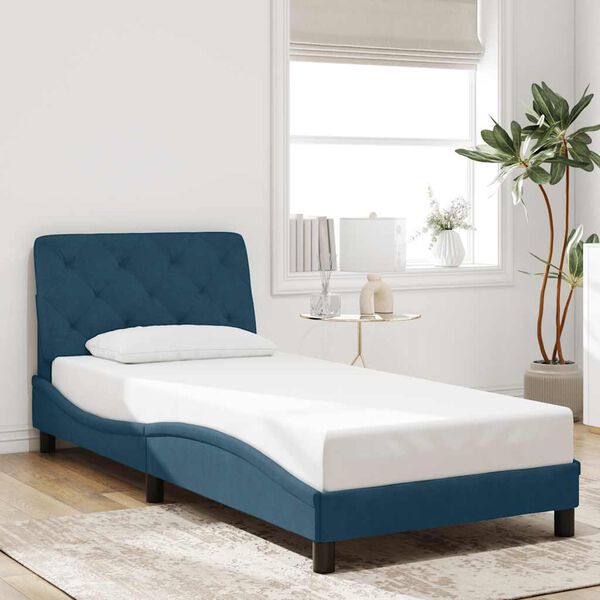 vidaXL Bedframe met LED zonder matras fluweel blauw 90x200 cm