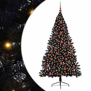 vidaXL Kunstmatig Voorverlicht Kerstboom met 300 LED Zwart 180 cm PVC