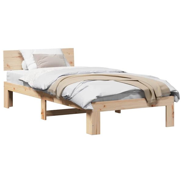 vidaXL Bedframe met hoofdeinde Naturel 75 x 190 cm Massief grenenhout