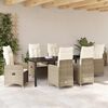 vidaXL Tuin eettafelset met kussen 7 pcs Beige poly rattan