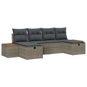 vidaXL Tuin Sofa Set met kussen met opslag 6 pcs Grijs poly rattan