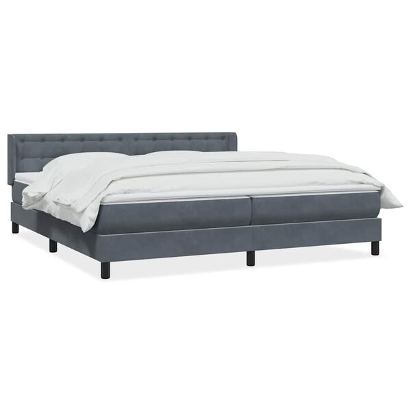 vidaXL Boxspring met matras fluweel donkergrijs 180x210 cm