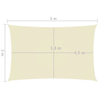 vidaXL Zonnescherm rechthoekig 2x5 m oxford stof crèmekleurig