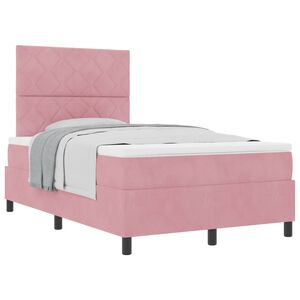 vidaXL Boxspringbed met matras met hoofdeinde Roze 120 x 200 cm Stof