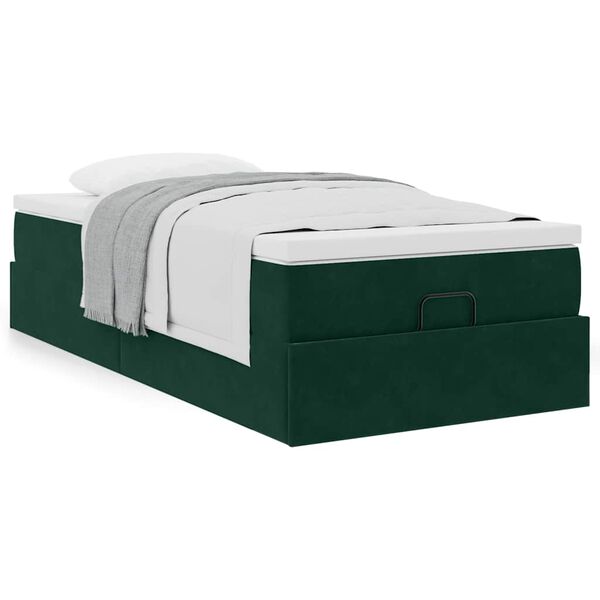 vidaXL Ottoman bed met matras 80x200cm fluweel donkergroen